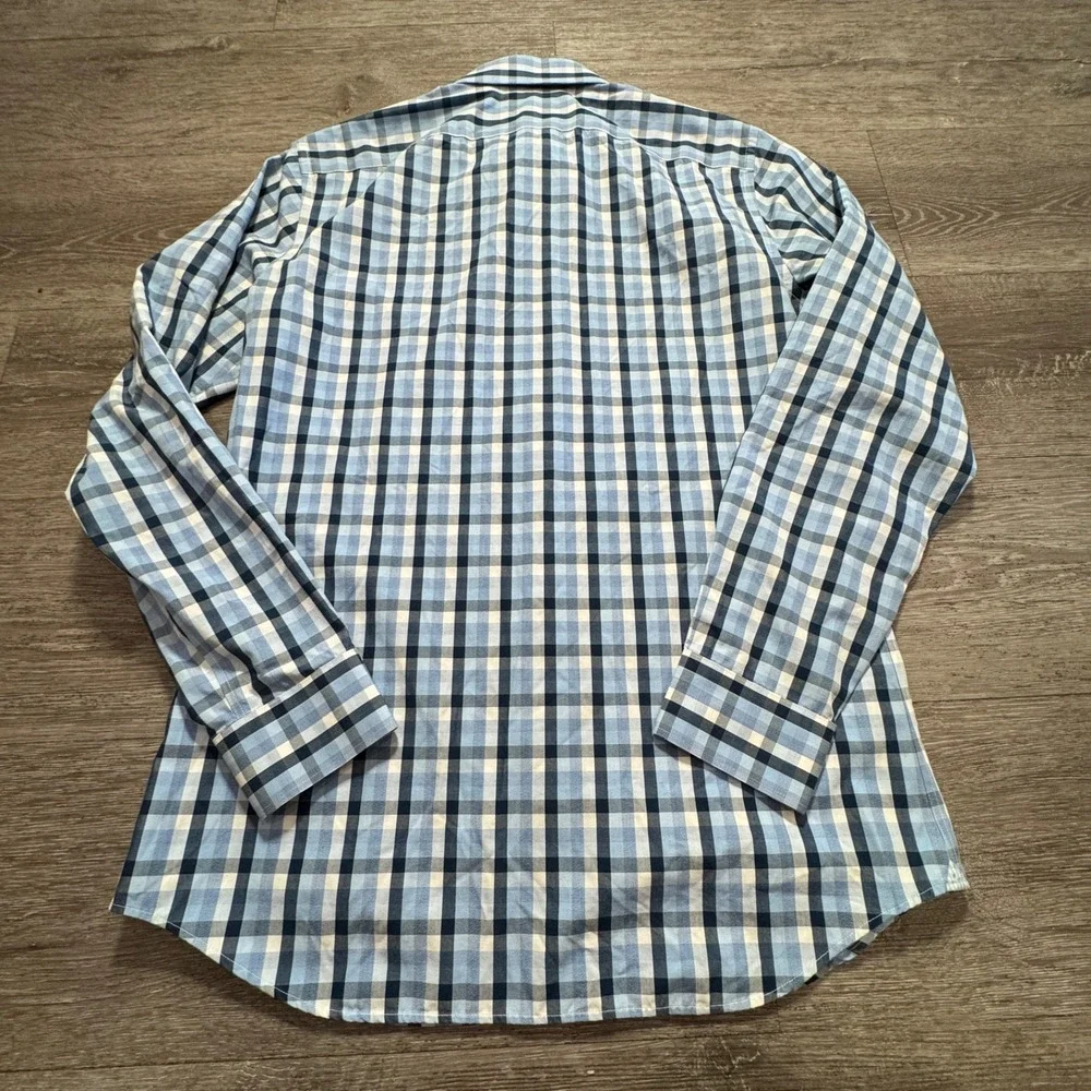 Banana Republic Shirt Mens Medium Blue Plaid Grant Fit 100% Cotton Adult Casual